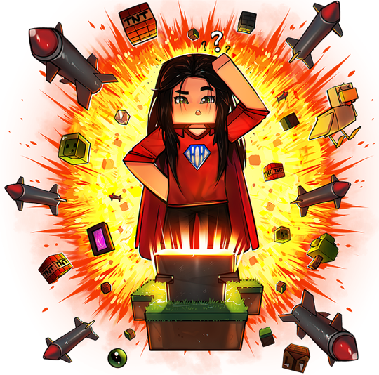 A HeroHoster hero standing calm inside a storm of TNT and missiles