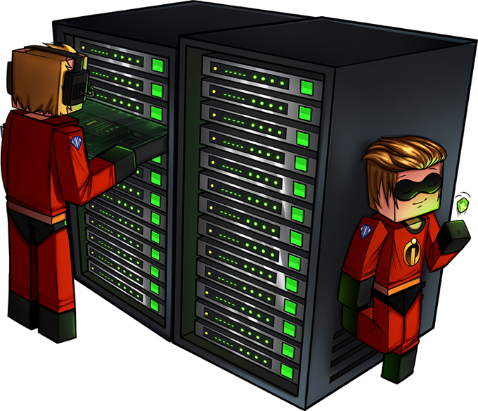 HeroHoster engineers servicing a live server rack